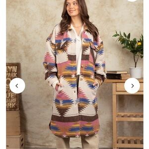 NWOT VEVERET Wild World Jacket - Rose Colorful Patterned Long Coat
NWOT